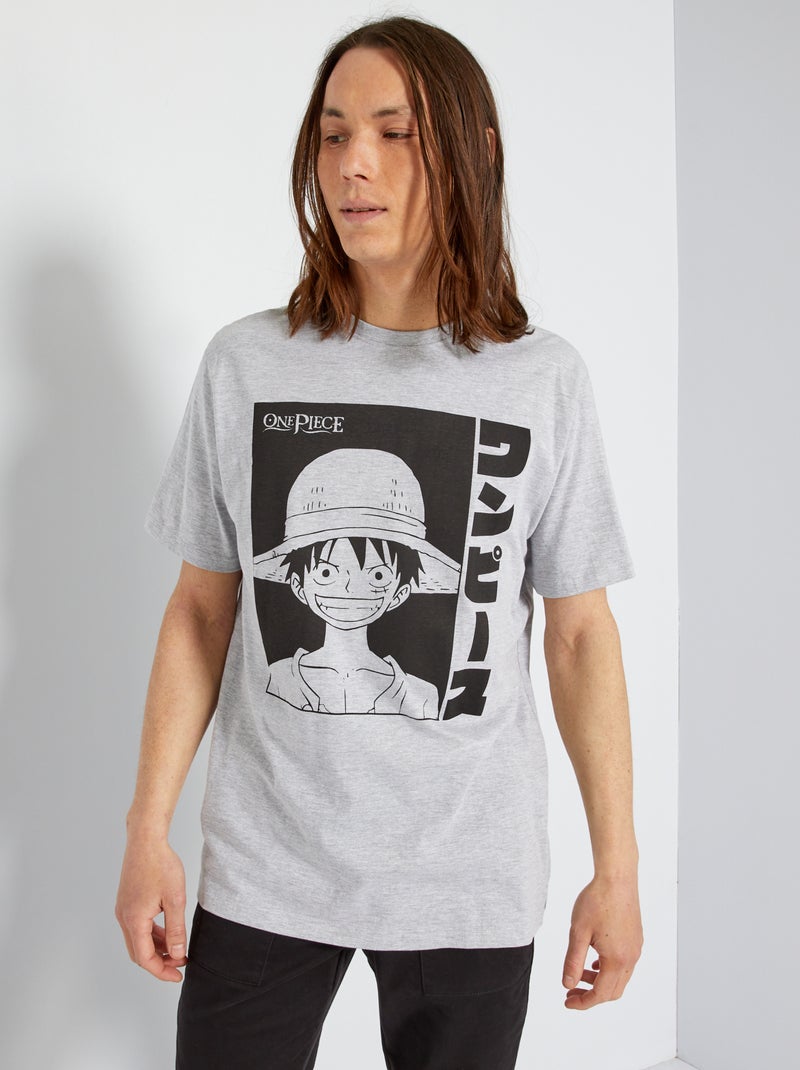 T-shirt 'One Piece' Cinza Mesclado - Kiabi