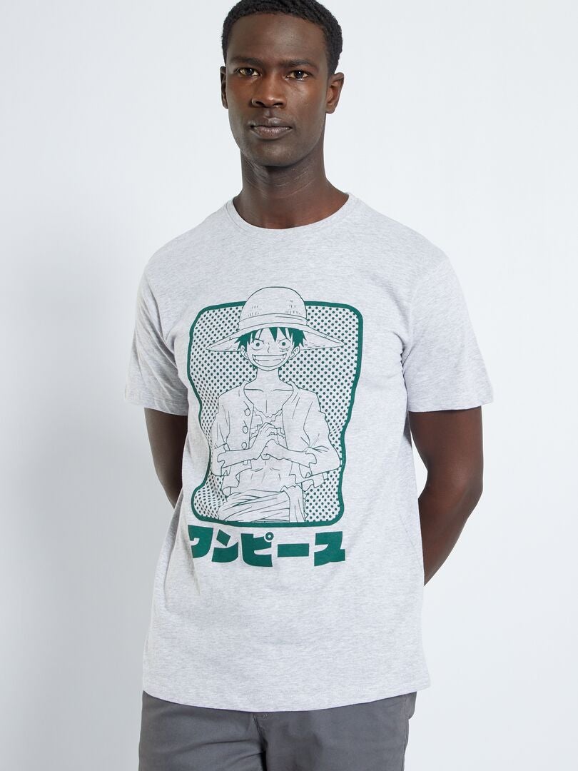 T-SHIRT ONE PIECE © - Branco / Cinzento