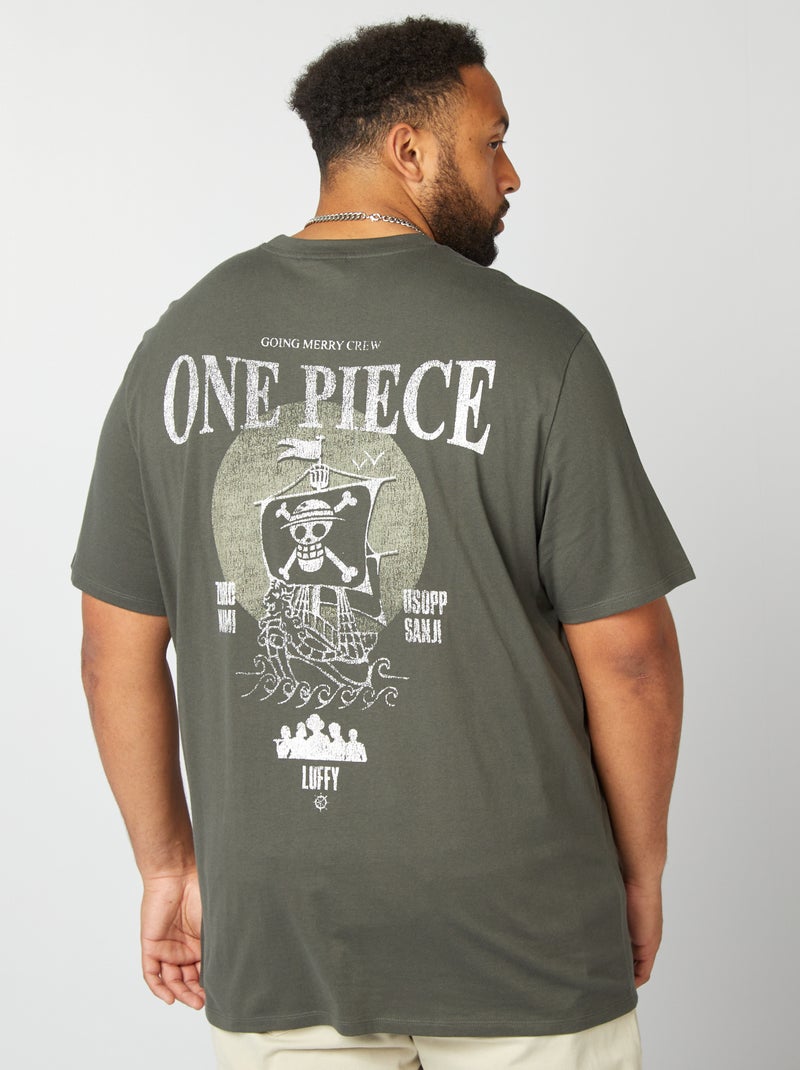 T-shirt 'One Piece' com gola redonda CAQUI - Kiabi
