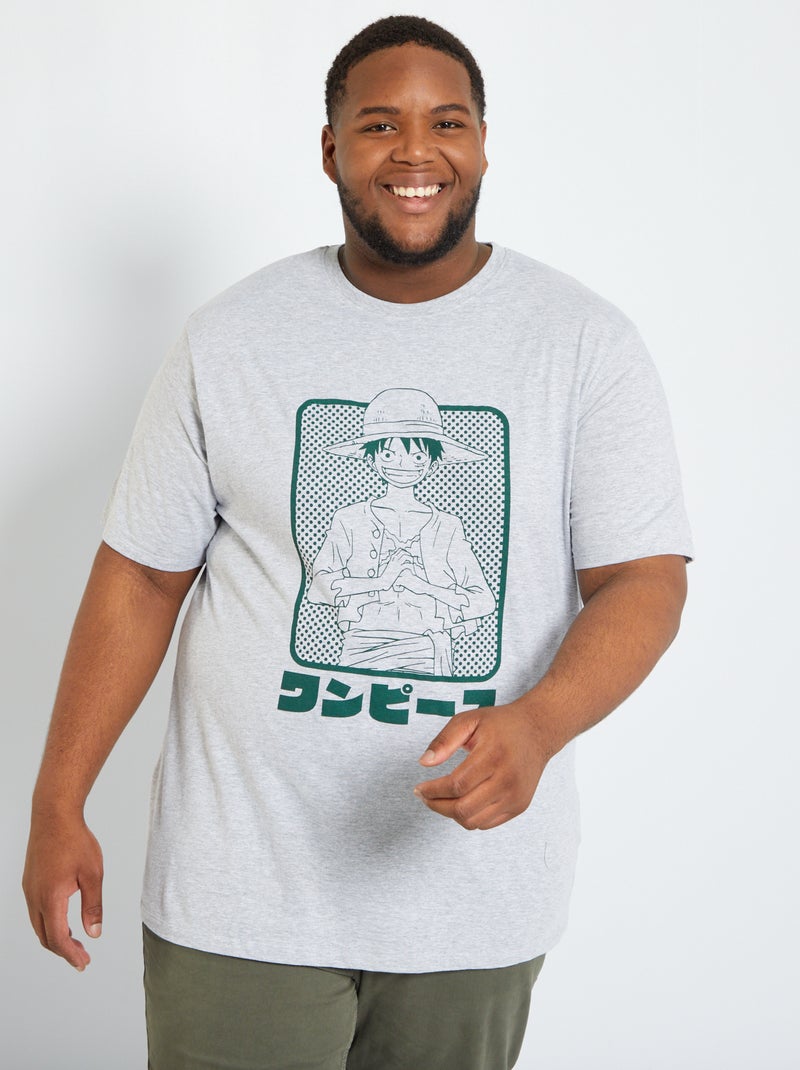 T-shirt 'One Piece' com gola redonda CINZA - Kiabi
