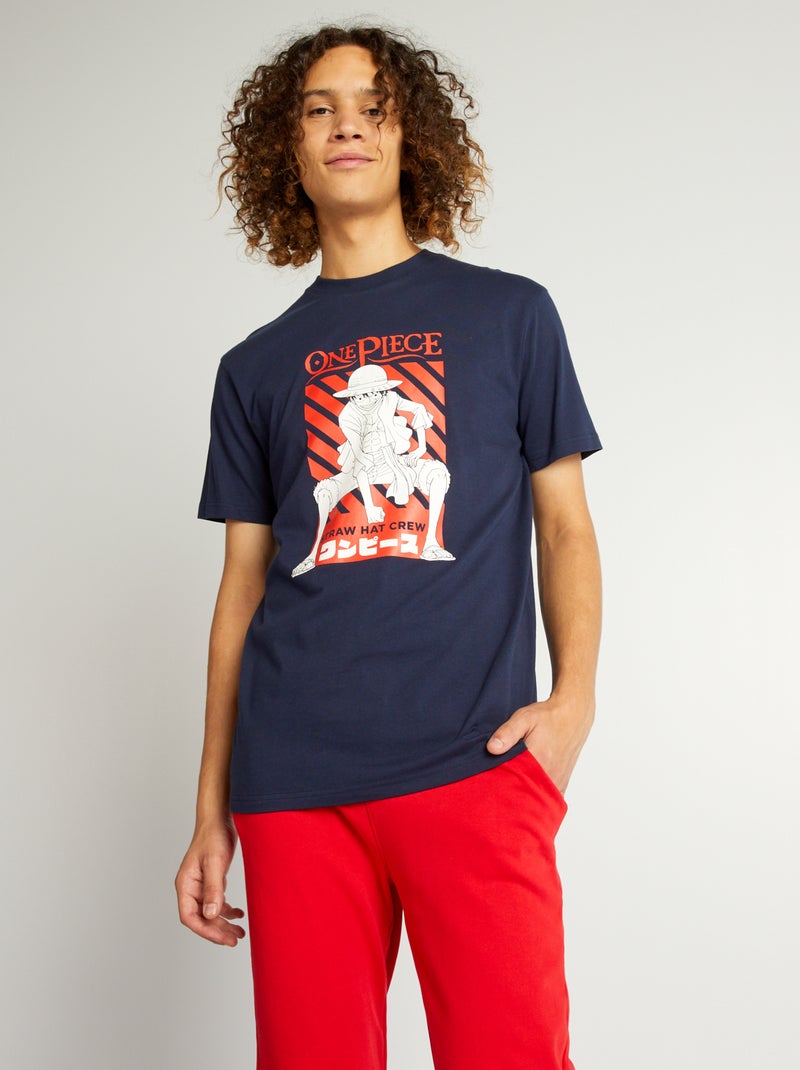 T-shirt 'One Piece' de manga curta Azul Marinho - Kiabi