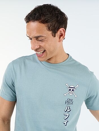 T-shirt 'One Piece' de manga curta estampada à frente e atrás