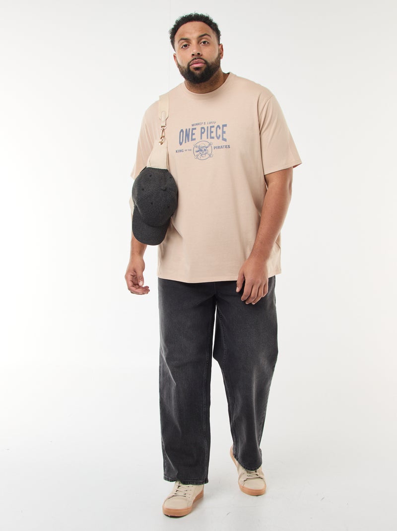 T-shirt 'One Piece' de mangas curtas Bege - Kiabi