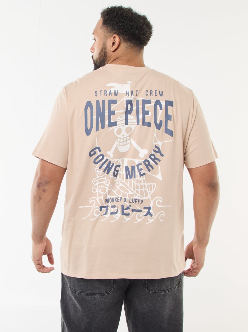 T-shirt 'One Piece' de mangas curtas Bege - Kiabi
