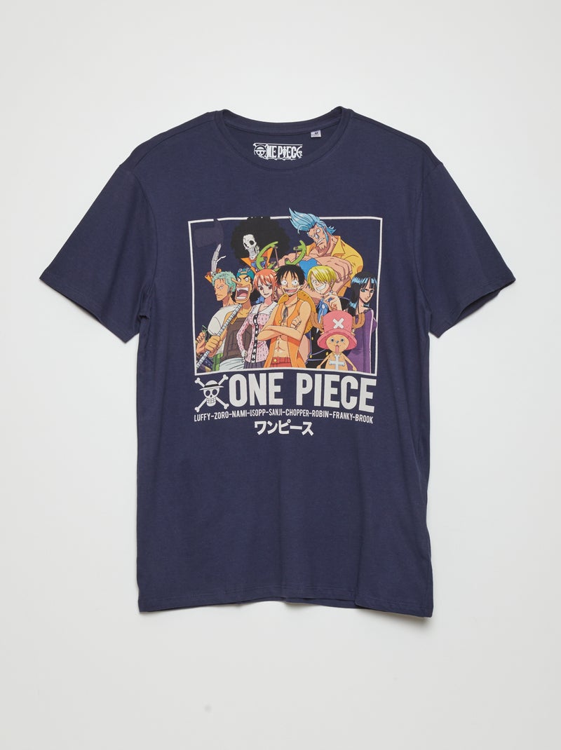T-shirt 'One Piece' em algodão Azul Preto - Kiabi