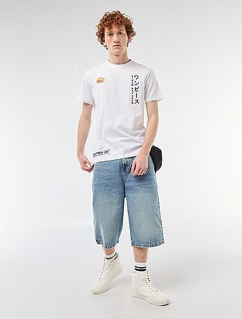 T-shirt 'One Piece' em algodão liso
