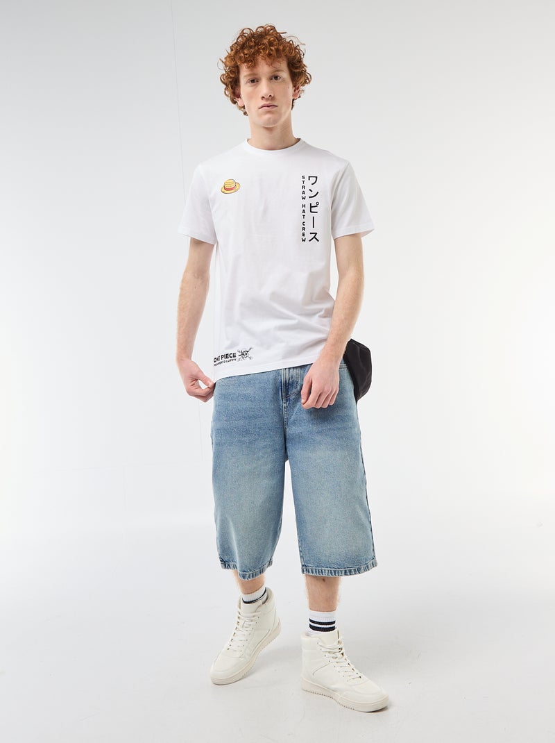 T-shirt 'One Piece' em algodão liso Branco - Kiabi