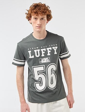 T-shirt 'One Piece' em algodão liso com riscas nas mangas