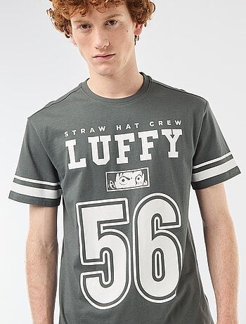 T-shirt 'One Piece' em algodão liso com riscas nas mangas