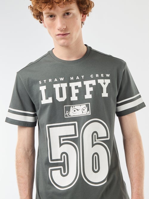 T-shirt 'One Piece' em algodão liso com riscas nas mangas - Kiabi