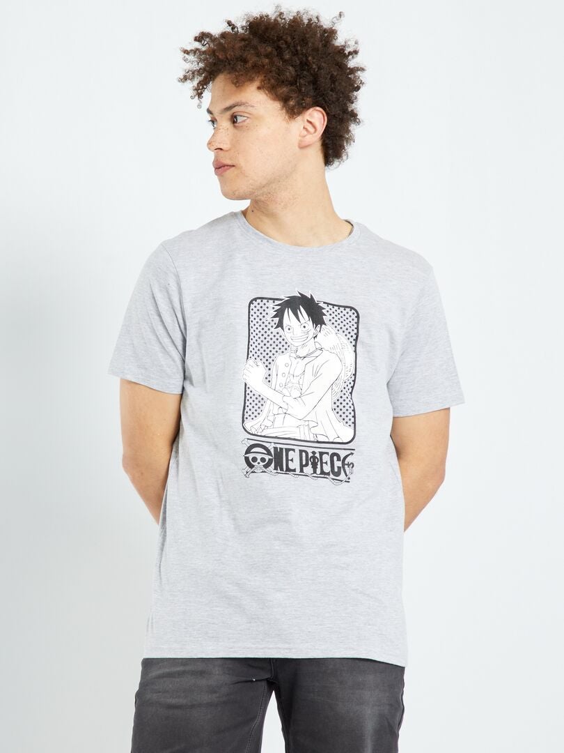 T-shirt 'One Piece' em jersey Cinza Mesclado - Kiabi
