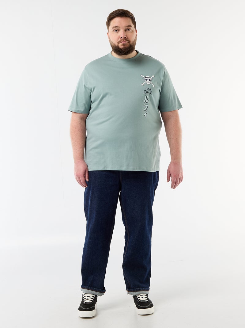 T-shirt 'One Piece' estampada à frente e atrás Azul - Kiabi