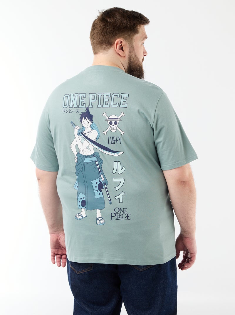 T-shirt 'One Piece' estampada à frente e atrás Azul - Kiabi