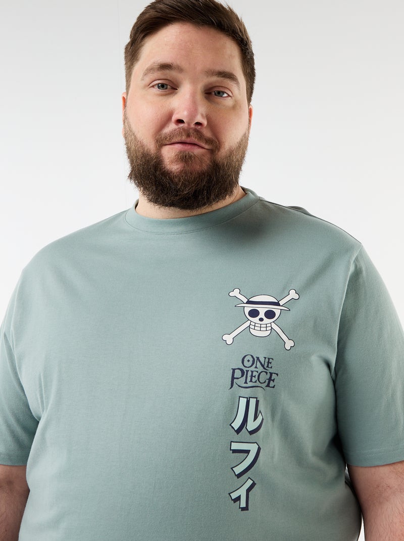T-shirt 'One Piece' estampada à frente e atrás Azul - Kiabi