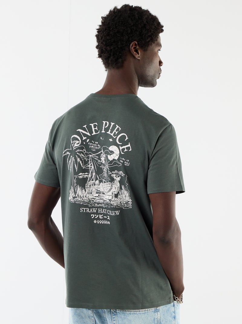 T-shirt 'One Piece' estampado frente e verso Verde - Kiabi