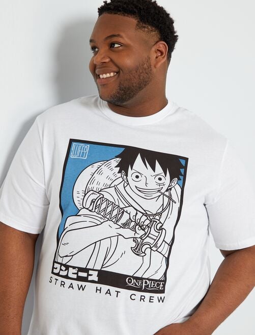 Camiseta T-Shirt Anime One Piece Personagens Luffy Zoro  Cor:Branco;Tamanho:P