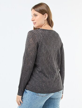 T-shirt 'ONLY CARMAKOMA' com fios metalizados brilhantes em toda a peça