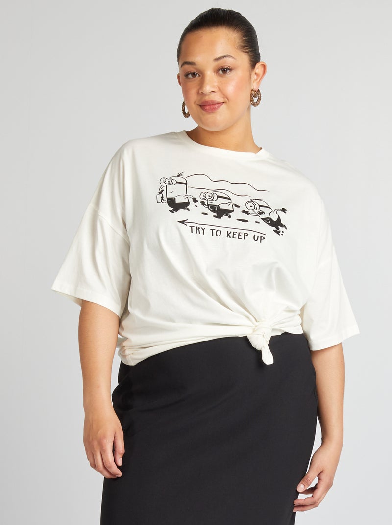 T-shirt 'Os Mínimos' de gola redonda BRANCO - Kiabi