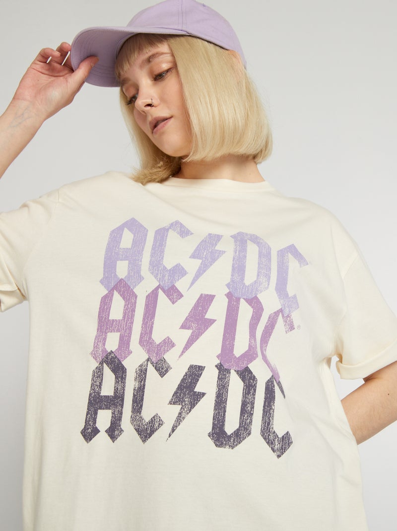 T-shirt oversize 'AC/DC' BEGE - Kiabi