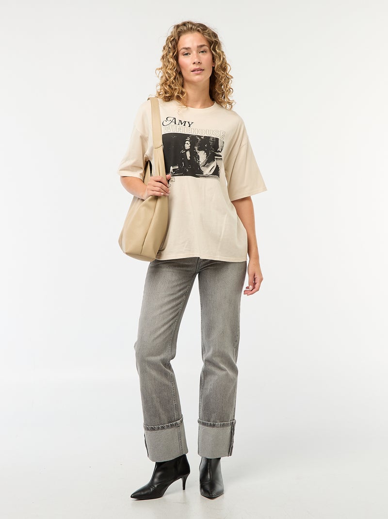 T-shirt oversize 'Amy Winehouse' Cinza - Kiabi