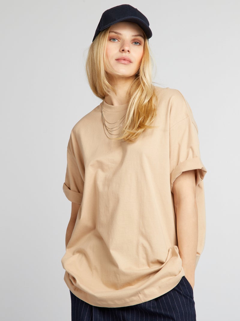 T-shirt oversize básica BEGE - Kiabi