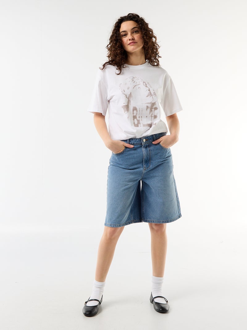 T-shirt oversize Billie Ellish de manga curta Branco - Kiabi