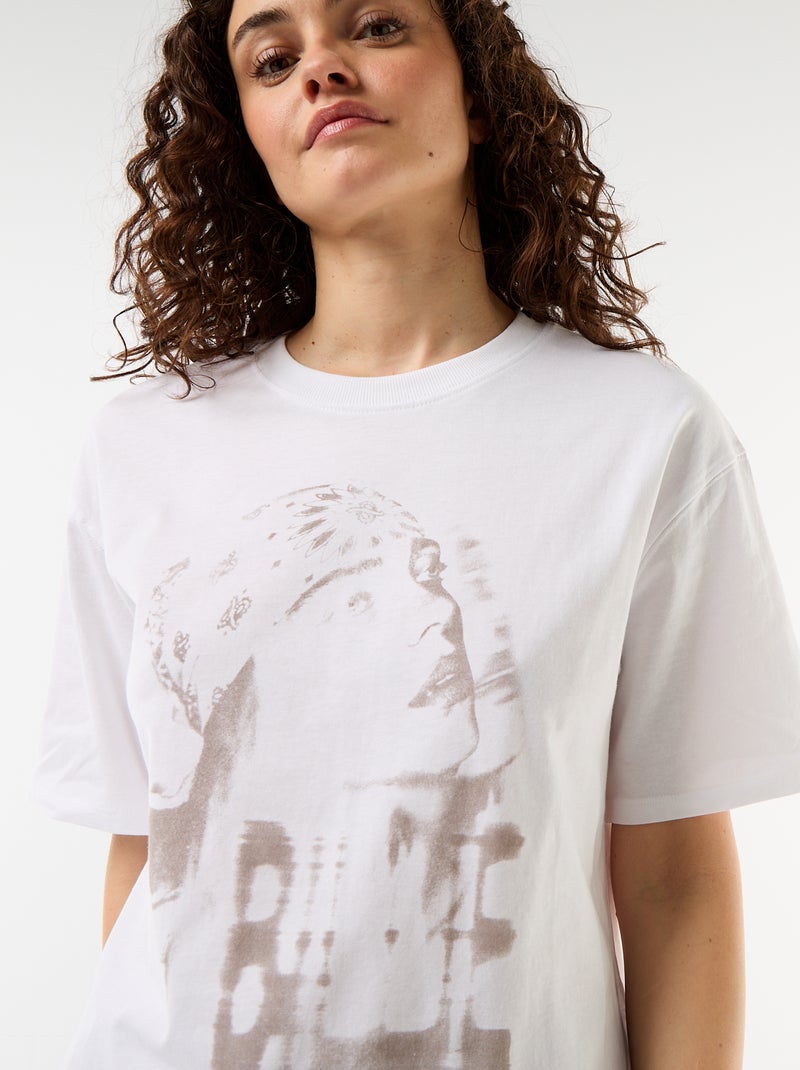 T-shirt oversize Billie Ellish de manga curta Branco - Kiabi