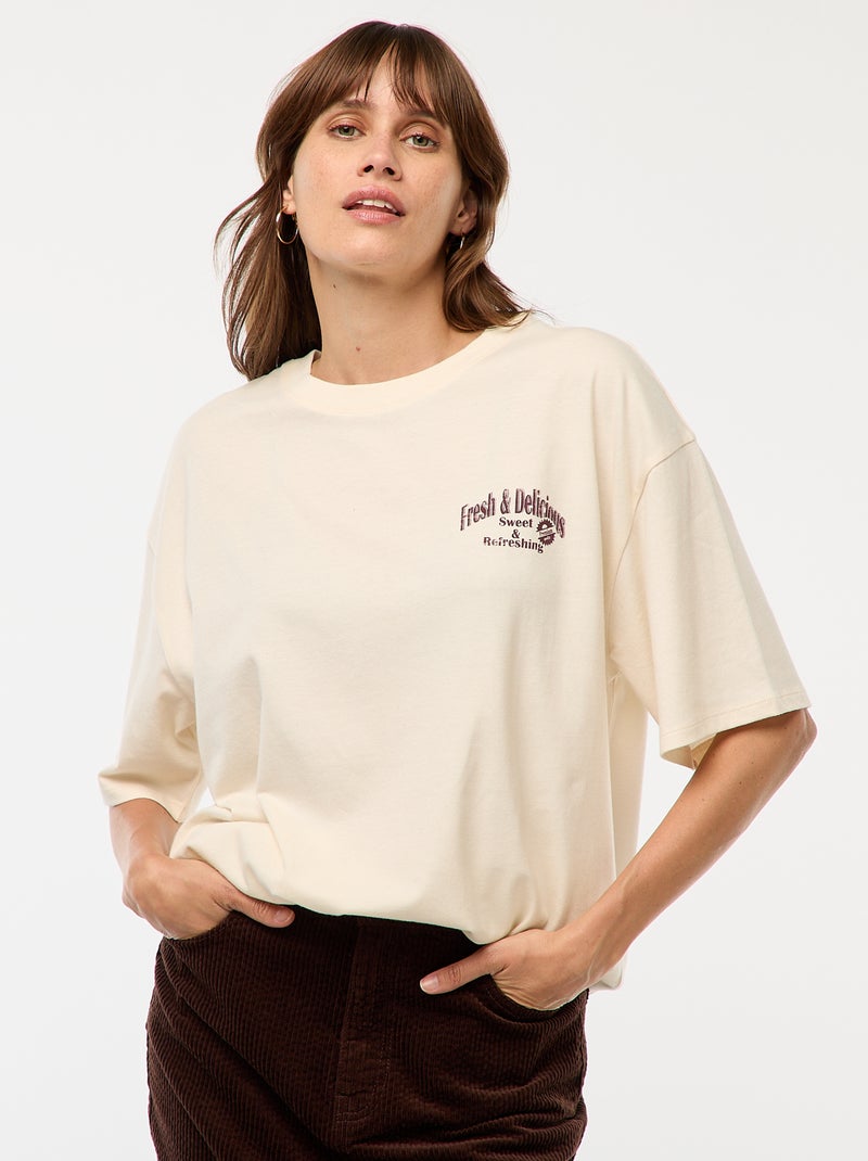 T-shirt oversize com estampado Branco - Kiabi