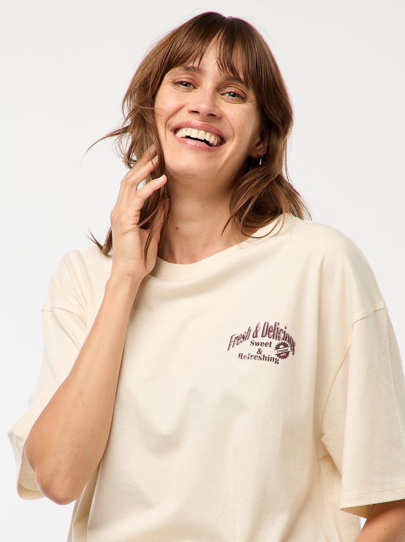 T-shirt oversize com estampado Branco - Kiabi