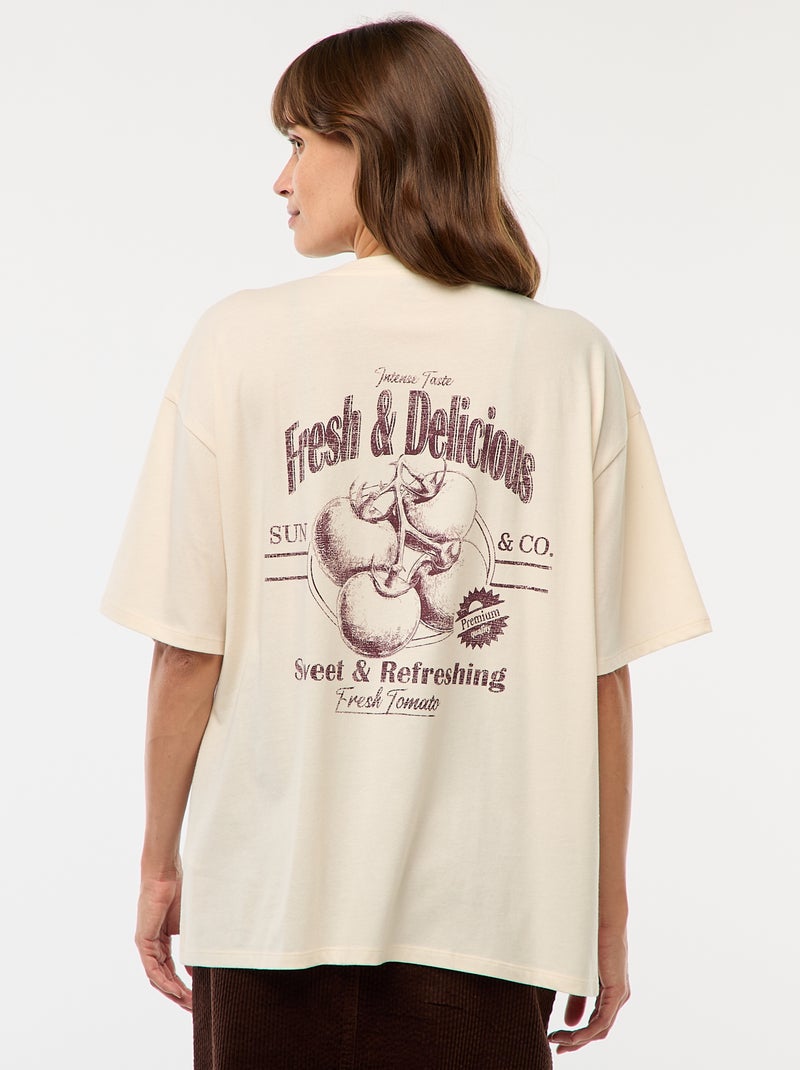 T-shirt oversize com estampado Branco - Kiabi