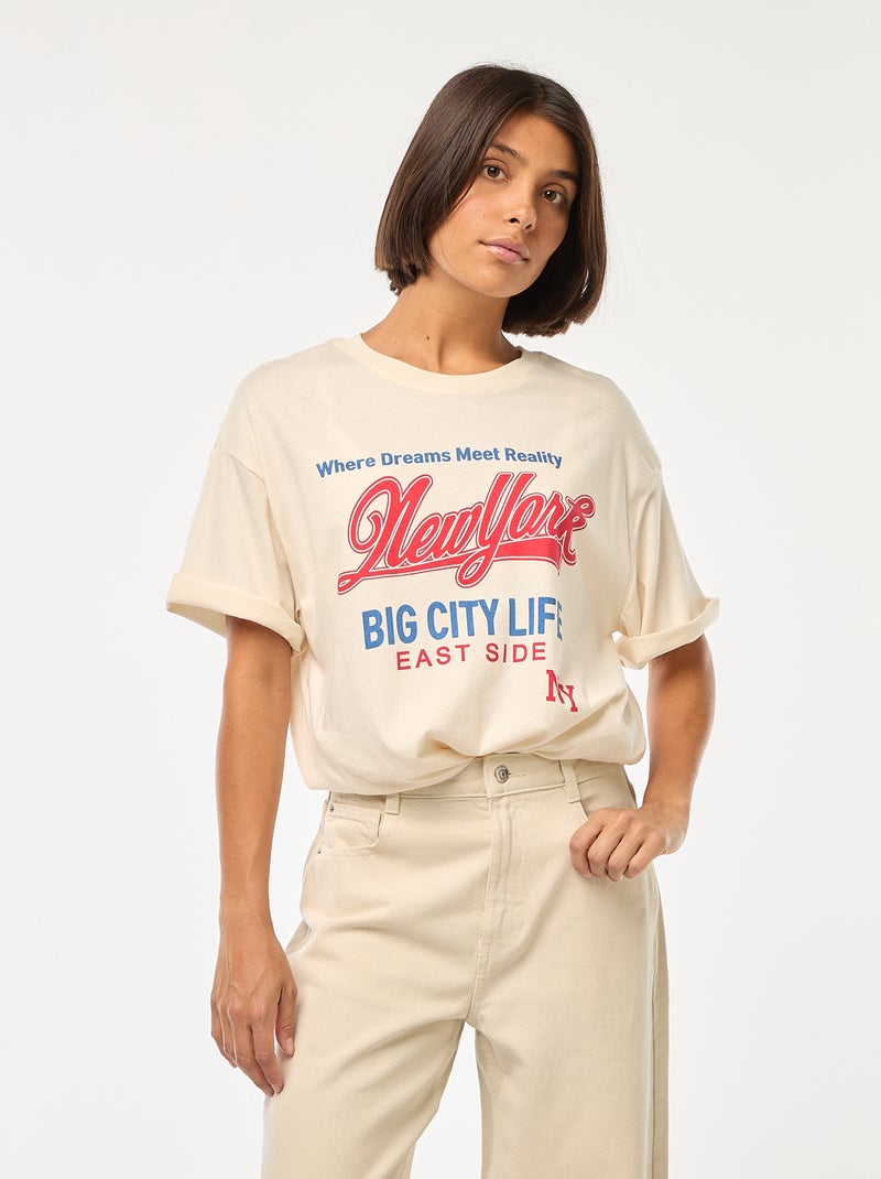 T-shirt oversize com estampado Branco - Kiabi