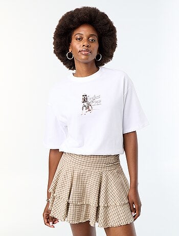 T-shirt oversize com estampado dálmata
