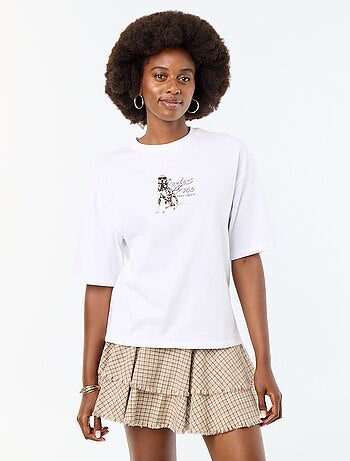 T-shirt oversize com estampado dálmata
