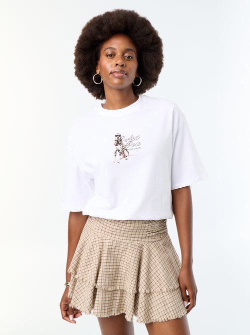 T-shirt oversize com estampado dálmata - Kiabi