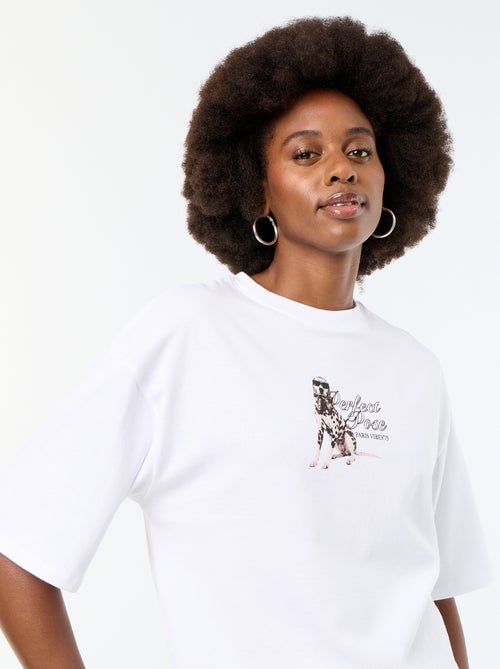 T-shirt oversize com estampado dálmata - Kiabi