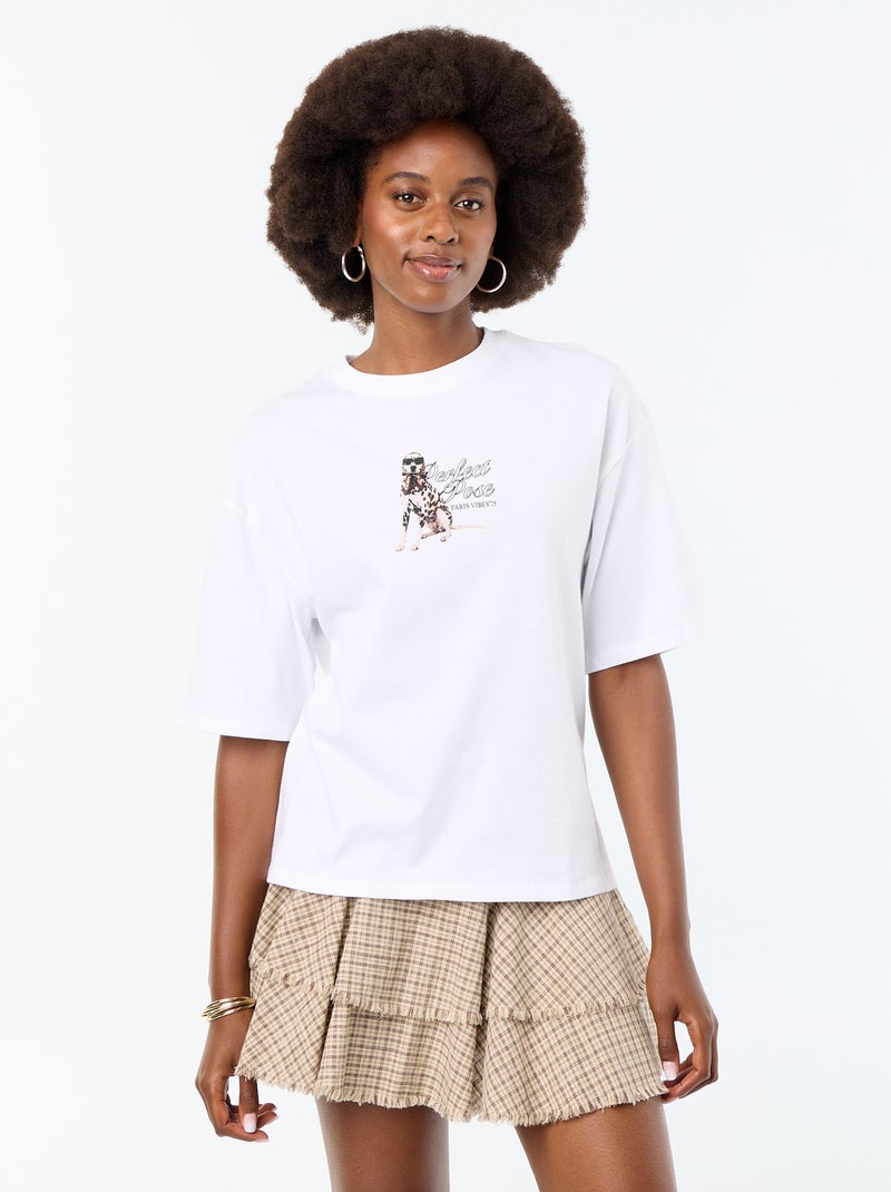 T-shirt oversize com estampado dálmata Branco - Kiabi