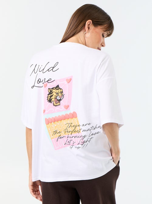 T-shirt oversize com estampado nas costas - Kiabi