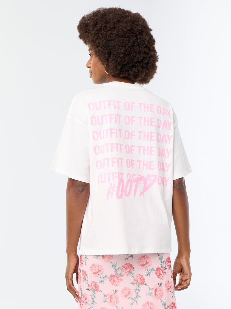 T-shirt oversize com estampado nas costas Branco - Kiabi