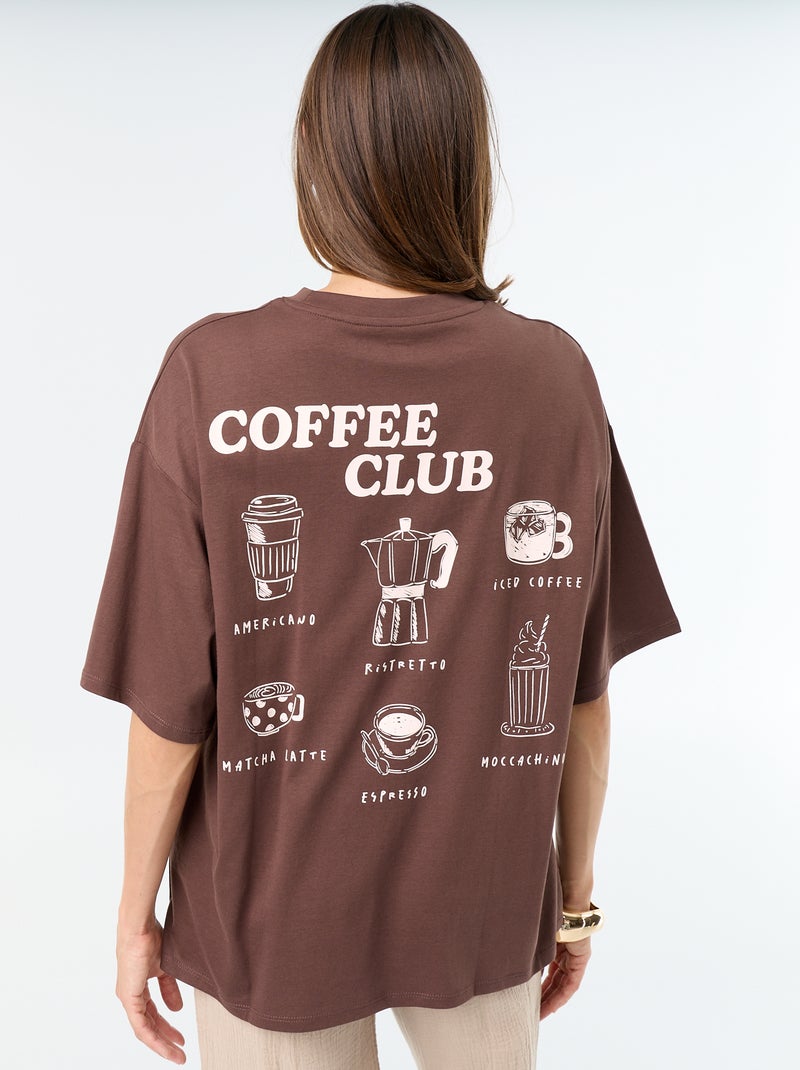 T-shirt oversize com estampado nas costas Castanho - Kiabi