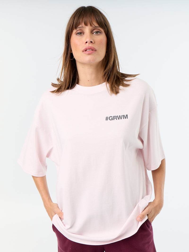 T-shirt oversize com estampado nas costas Rosa - Kiabi