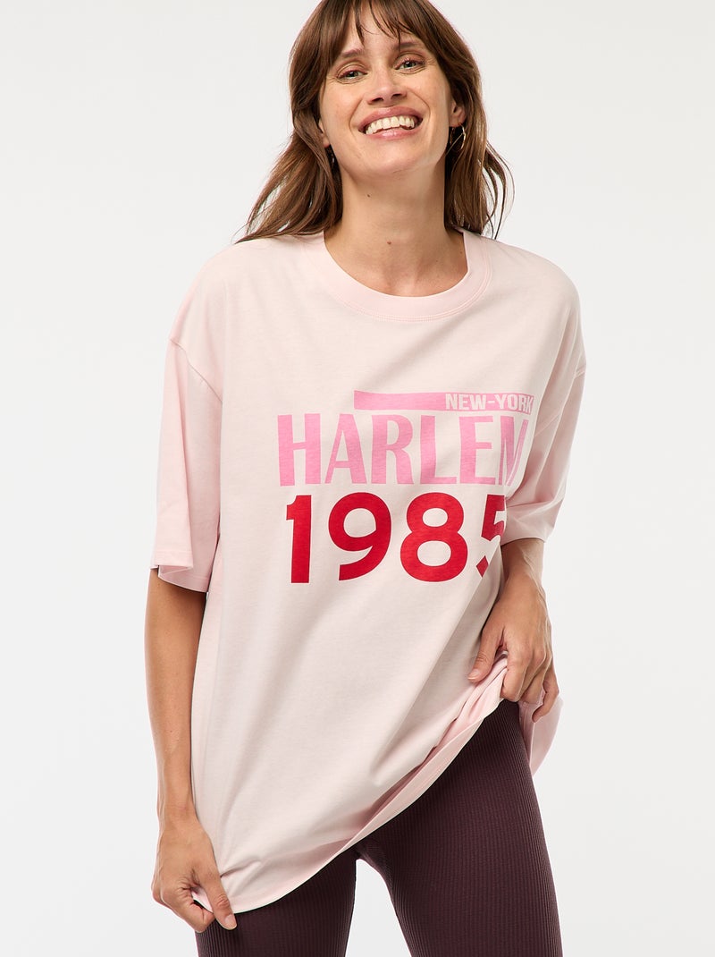 T-shirt oversize com estampado Rosa - Kiabi