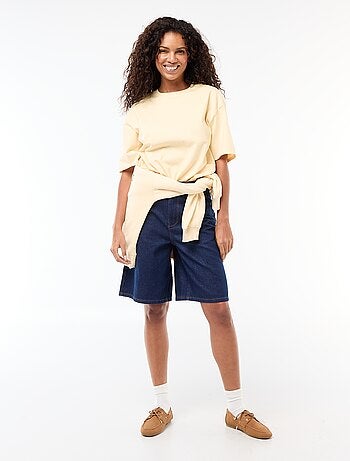 T-shirt oversize com gola redonda
