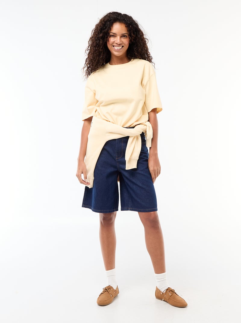 T-shirt oversize com gola redonda Amarelo - Kiabi