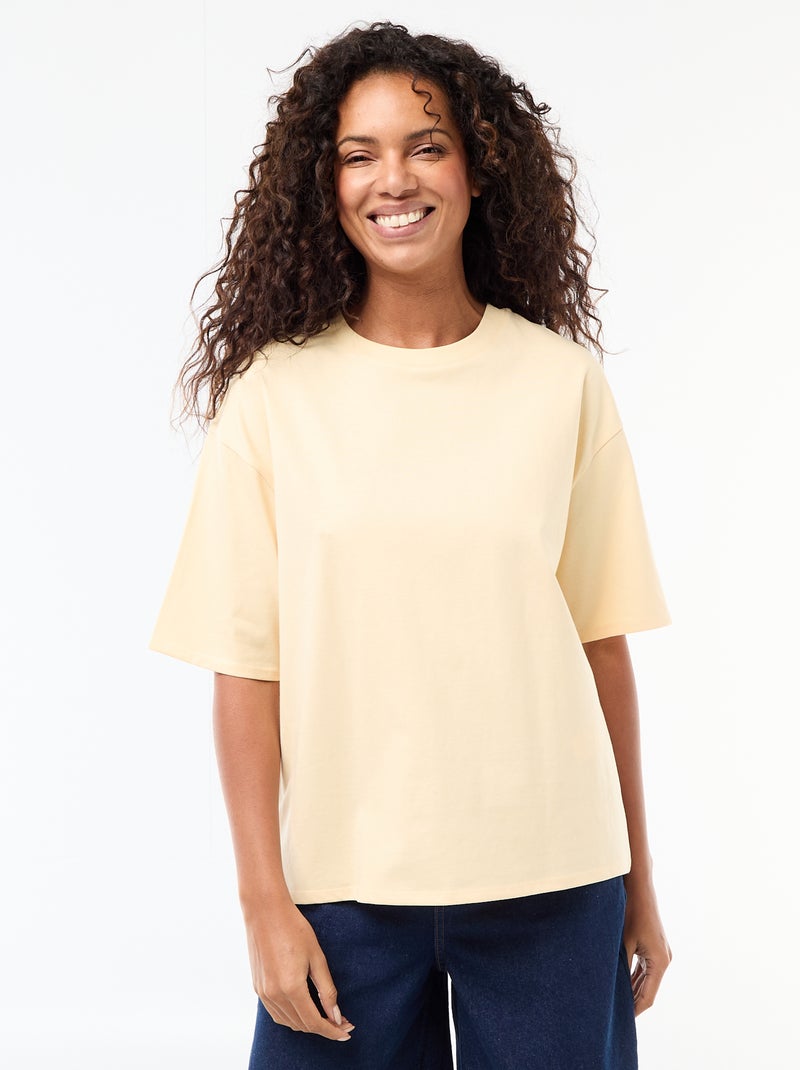 T-shirt oversize com gola redonda Amarelo - Kiabi