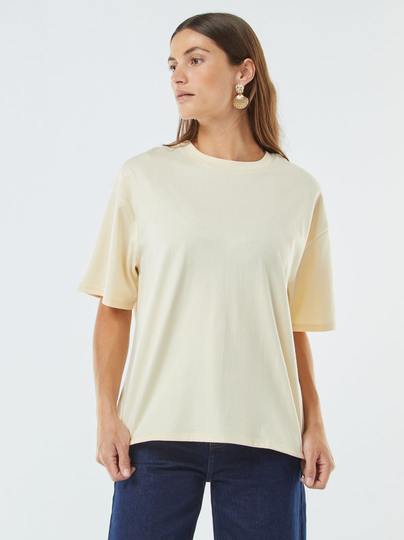 T-shirt oversize com gola redonda Bege - Kiabi