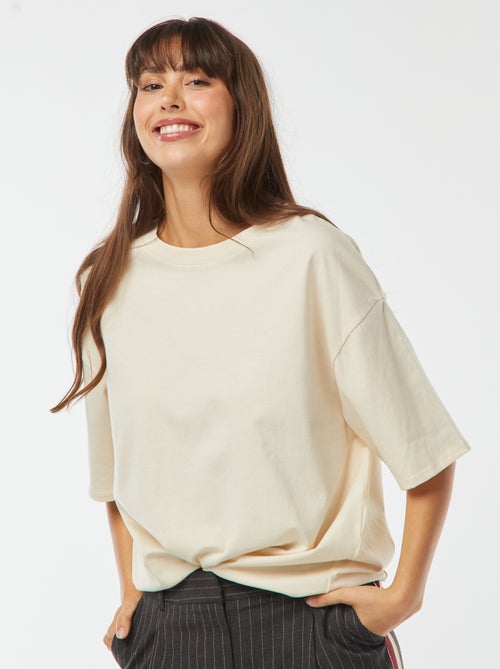 T-shirt oversize com gola redonda - Kiabi