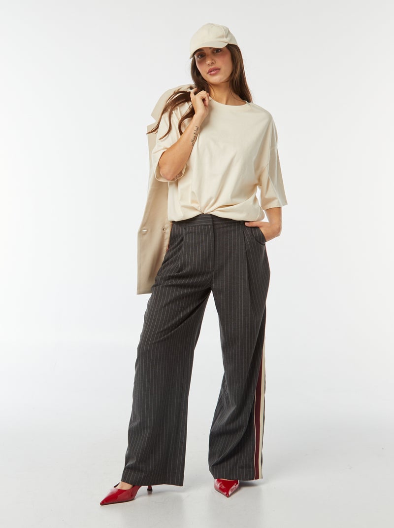 T-shirt oversize com gola redonda Bege - Kiabi