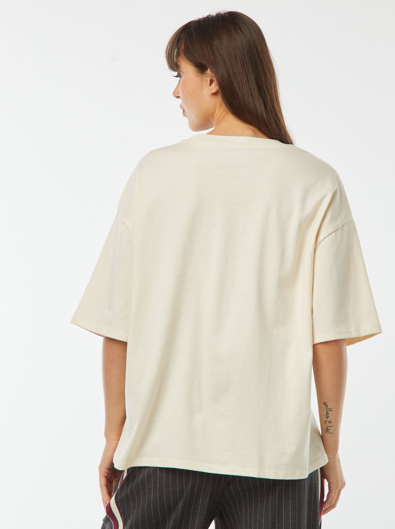 T-shirt oversize com gola redonda Bege - Kiabi