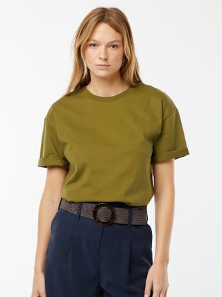 T-shirt oversize com gola redonda