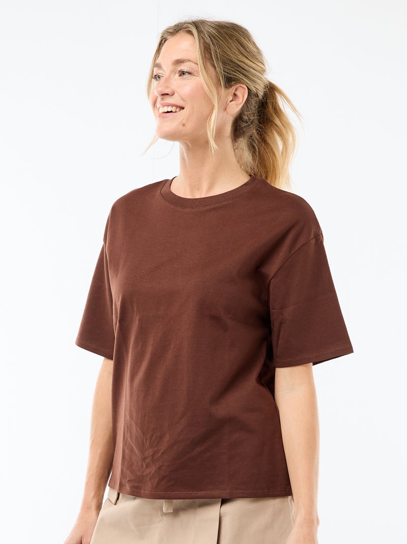 T-shirt oversize com gola redonda Castanho - Kiabi